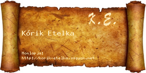 Kórik Etelka névjegykártya